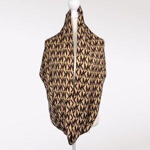 Michael Kors MK Logo Infinity Scarf Tan Brown Acrylic Knit Loop Wrap